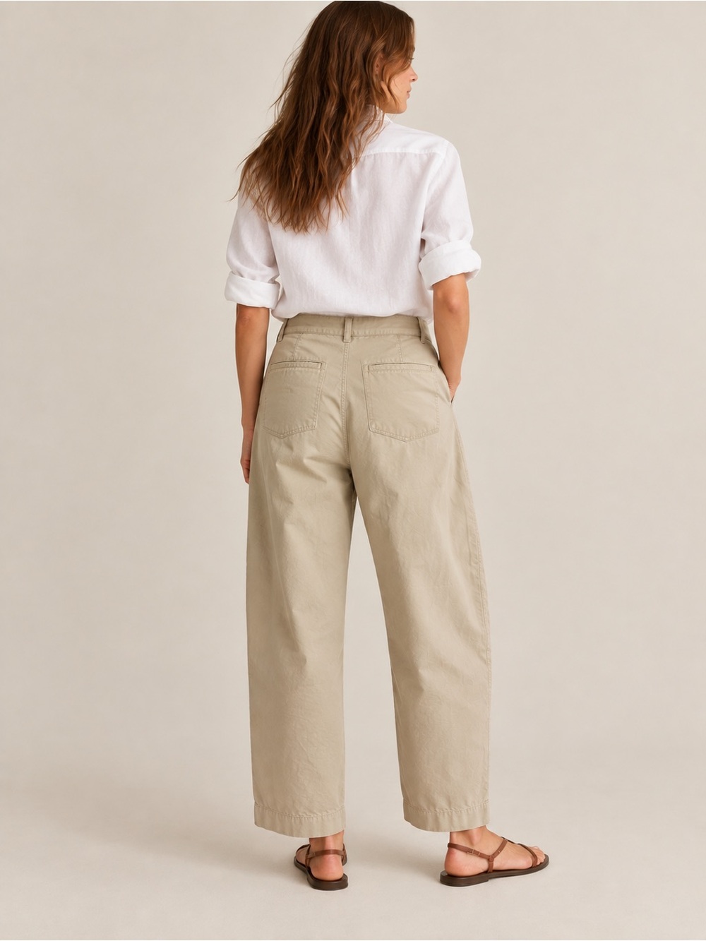 J. Crew Barrel Leg Pant In Cotton Linen Blend in Coastal Khaki 31 - Picture 3 of 14